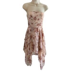 VTG Forever 21 Floral Strapless Handkerchief Dress Open Back Whimsigoth Fairy L